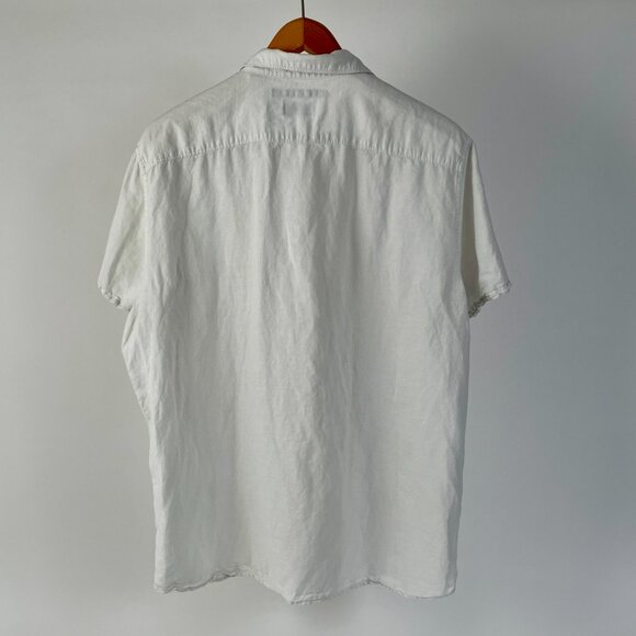 Perry Ellis White Linen Blend Short Sleeve Button Up Shirt, Size XL - Picture 4 of 7